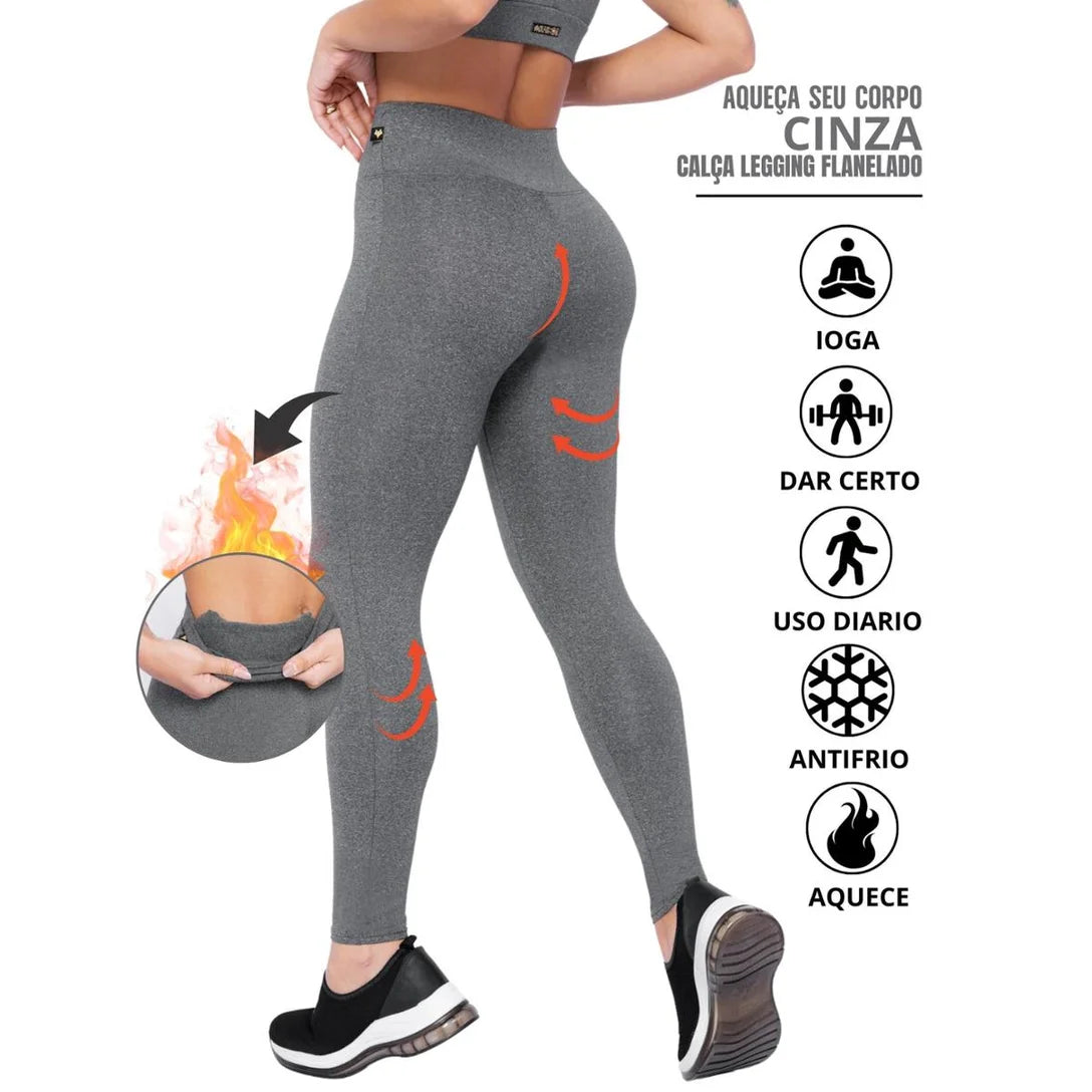 Calça Legging Flanelada Térmica Anti frio Cintura Alta Feminina Fitness.