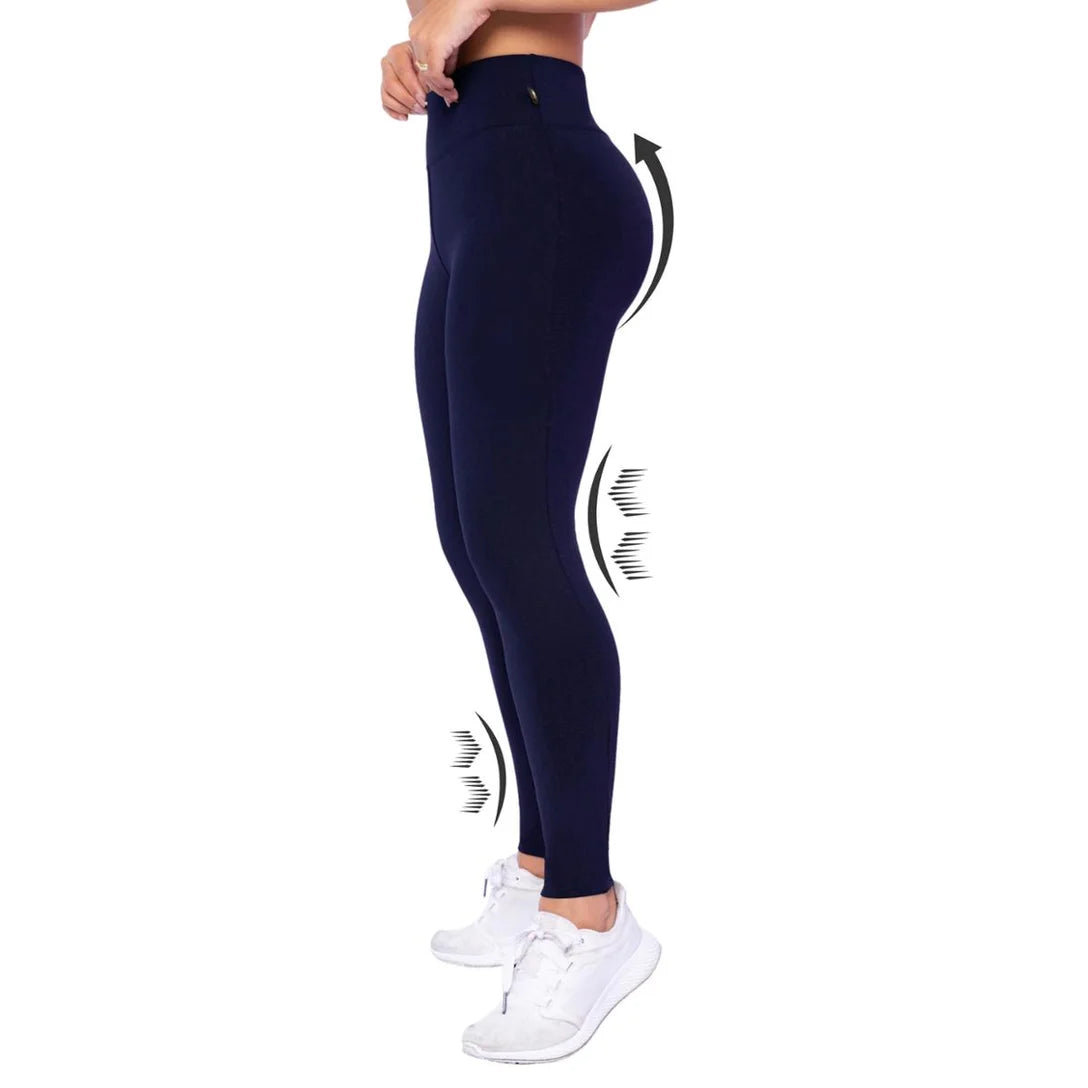 Calça Legging Flanelada Térmica Anti frio Suplex Cintura Alta Feminina Fitness. - Marinho