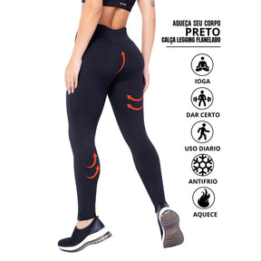 Calça Legging Flanelada Térmica Anti frio Suplex Cintura Alta Feminina Fitness. - Marinho